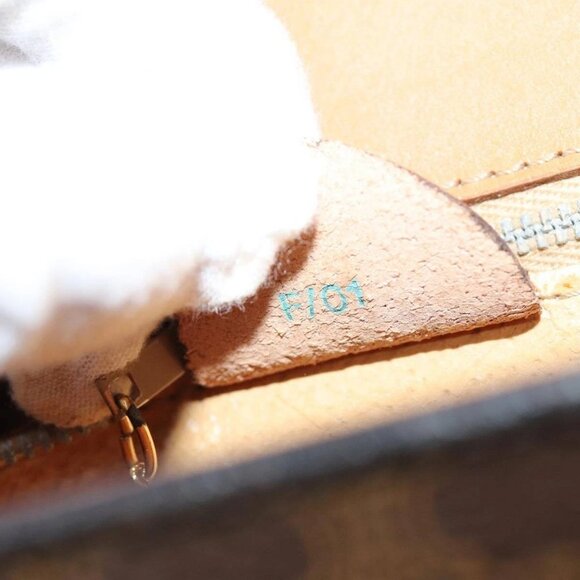 CELINE Macadam Canvas Hand Bag PVC Leather Brown Gold - Picture 11 of 16